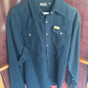 Men's heavy pearl snap Outback rockabilly shirt M